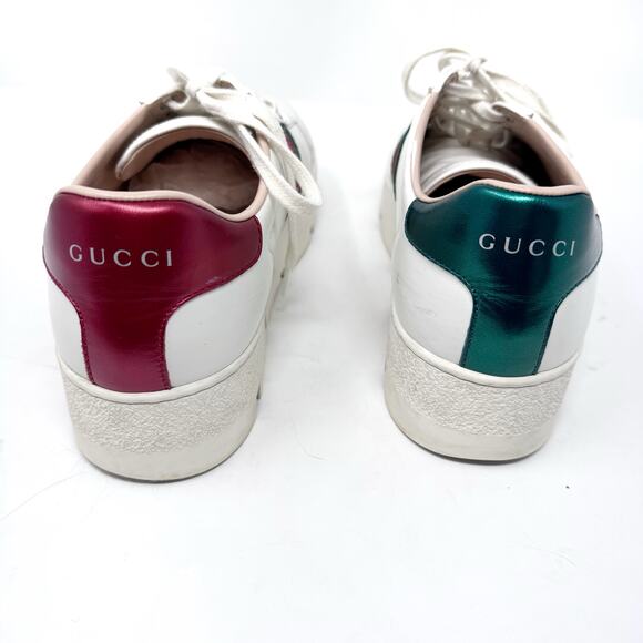 Gucci White Athletic Shoes with Red and Green Stripes in good condition - Picture 6 of 15